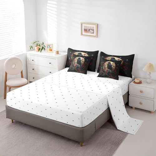 Black Red Gothic Rose Comforter Set with Sheets 7 Piece Full Bedding