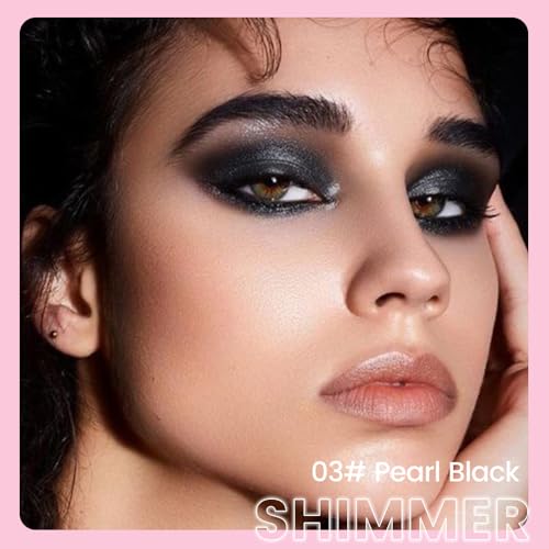 Pearl Black Shimmer Cream Eyeshadow Stick - Double Ended Waterproof Makeup - 03