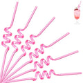 Pink Spiral Reusable Crazy Drinking Straws - 12 Pack Party Supplies