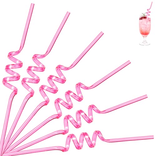 Pink Spiral Reusable Crazy Drinking Straws - 12 Pack Party Supplies