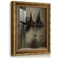 Vintage Halloween Witch Wall Art - Gold Frame, 13x16 Inches with Glass, Variation of Witch Hats Brushed 16"L x 13"W