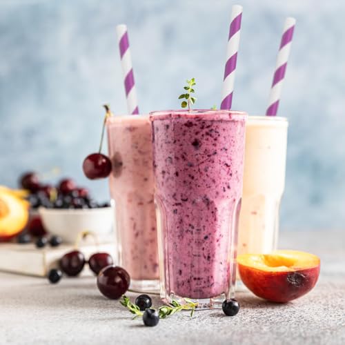 Dark Purple Striped Paper Drinking Straws - 100 Biodegradable Party Supplies