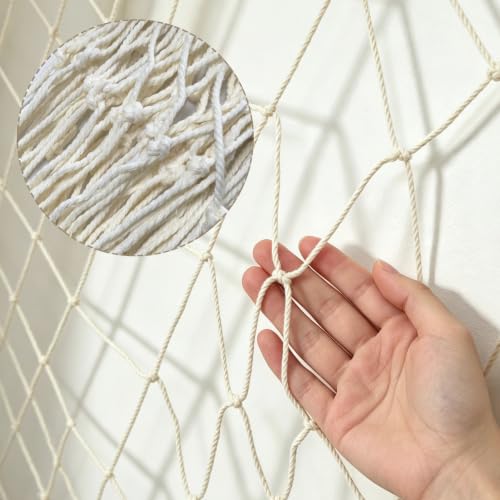 Beach Ocean-Themed Decorative Fish Net 80x40 Inch for Party & Home Decor - Beige 2PCS