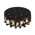 Halloween Round Tablecloth 60 Inch Ghost Jack-o'-Lantern Bats Water-Resistant Fabric - Ghost Variation