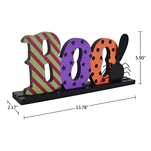 Halloween Table Decor Sign with Boo Letters - Indoor Wood Centerpiece, Rustic Tabletop Halloween Decoration - Variation: Boo