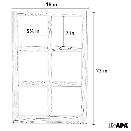 White Rustic Wood Window Frame Wall Decor - 18x22 Inch, 6 Pane - Weathered Finish