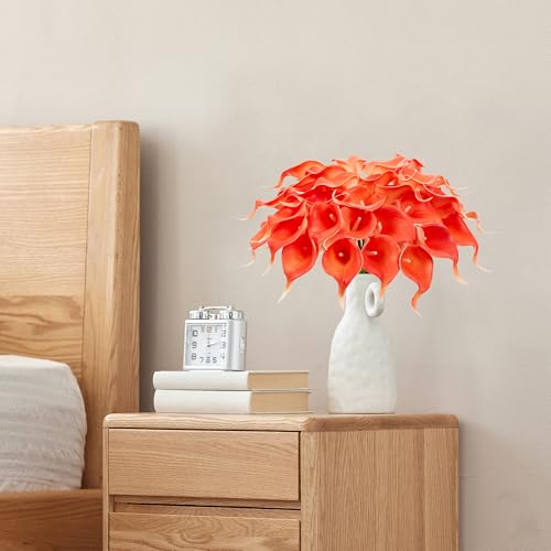 Artificial Calla Lily Flowers - Coral, 24 Pcs, 13.5 Inches for Wedding & Home Decor