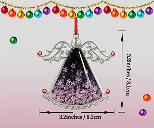 Angel Christmas Tree Ornament - Cherry Blossom Flower Glass Hanging Decoration