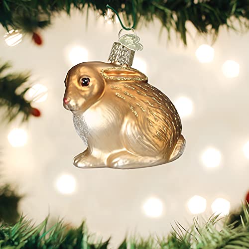 Glass Cottontail Bunny Ornament for Christmas Tree Handcrafted Holiday Decoration