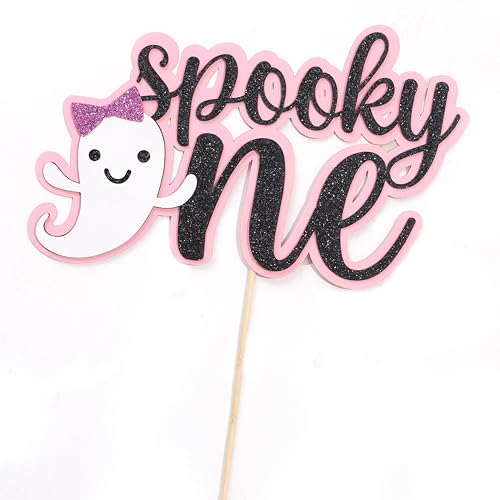 Spooky 1st Birthday Cake Topper Halloween Party Decoration Glitter
