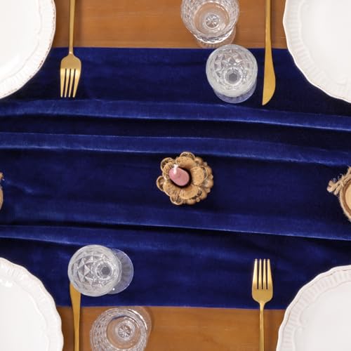 Royal Blue Velvet Table Runner 20 x 120 Inches 2 Pack Wedding & Event Decor