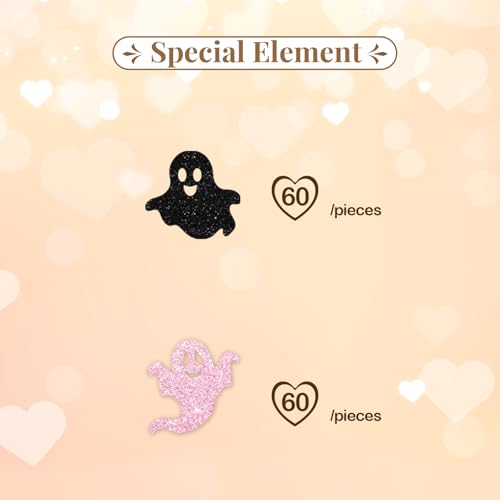 Halloween Confetti Set - Little Boo Ghost Paper Scatter in Black & Pink - 120pcs
