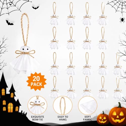 20Pcs Halloween Hanging Ghost Ornaments - Small Tree & Wall Decor, Spooky & Cute