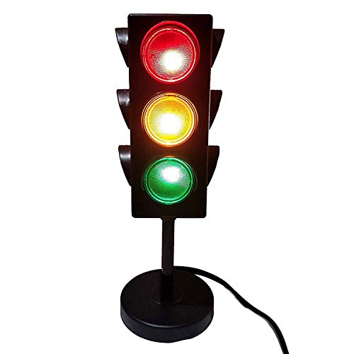 Mini Traffic Light Lamp with Blinking LED Lights for Parties and Decorations - 11 Inches Tall