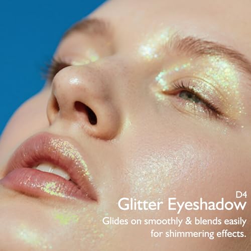 Duochrome Green Glitter Eyeshadow Palette D04 Green Shimmer - Holographic Color Shift