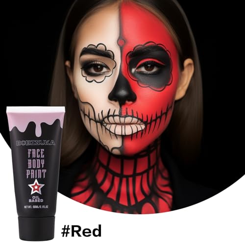 Red Face Paint Kit - Blendable Cream Body & Face Makeup for Halloween & Cosplay