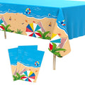 Beach Theme Plastic Tablecloth 54x108 Inches - Summer Party Pack - 3 Pieces