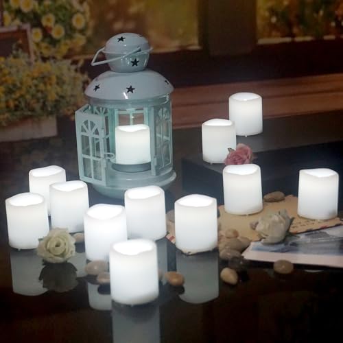 12 Pack LED Flameless Votive Candles - White Glow, Battery Operated