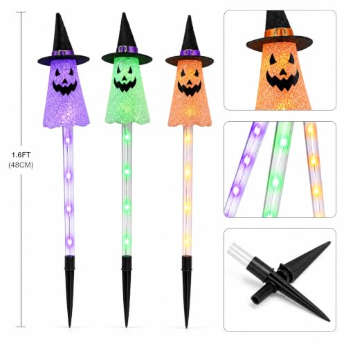 Solar Ghost Pathway Lights Set - Waterproof Halloween Stake Lights for Garden & Yard Decor