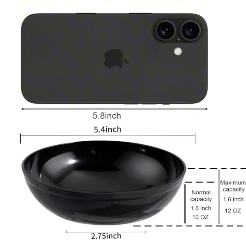 Disposable Black Plastic Bowls - 10oz Party & Graduation Serveware - 50 Pack