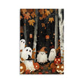 Halloween Ghost Wall Art Canvas - 24x32 Inch Framed Ghosts & Pumpkins Scene - Ghost Party Variation