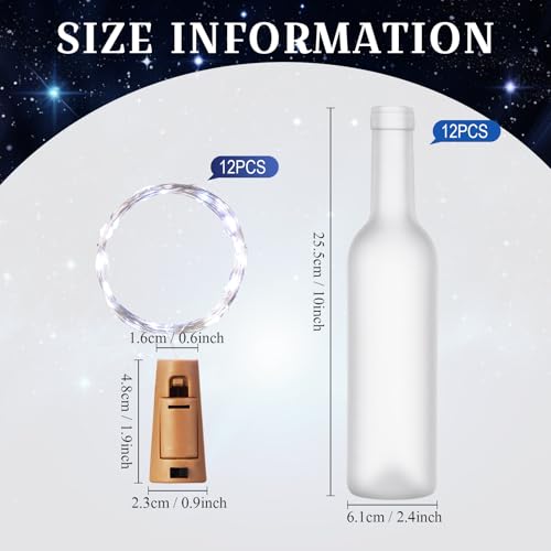 Frosted Wine Bottle Lights Set - 12 x 375ml Cork Fairy Lights with 30 LEDs