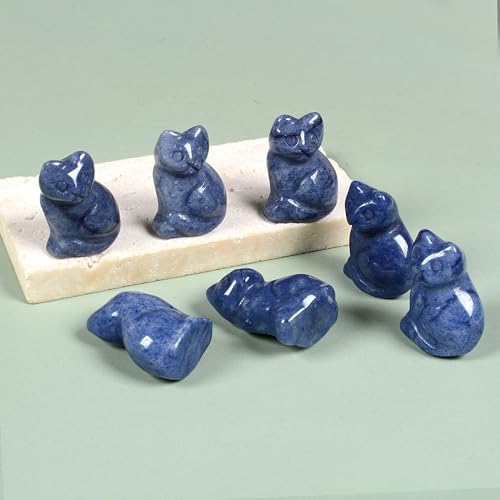 Natural Blue Aventurine Cat Guardian Sculpture - Healing Crystal Home Decor - 30x20x16mm