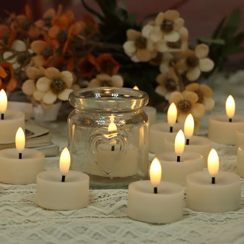 50 Pack Flameless LED Tea Light Candles - Battery Operated Flickering Votive for Wedding Party Halloween Christmas