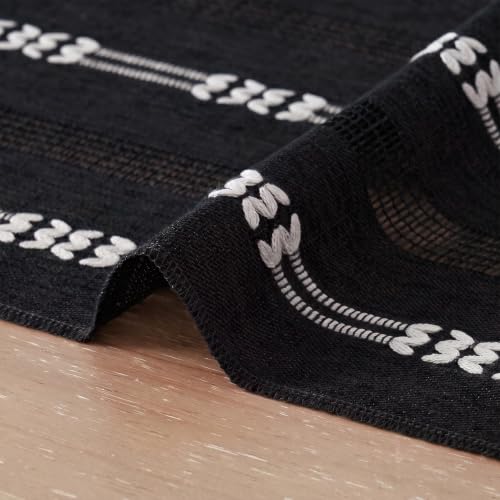 Black Farmhouse Embroidered Table Runner 13x36 Inch Halloween Dining Decor