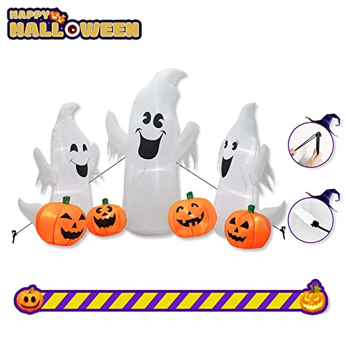 7FT Halloween Inflatable Ghosts & Pumpkins Set with LED Lights for Yard & Garden Decor