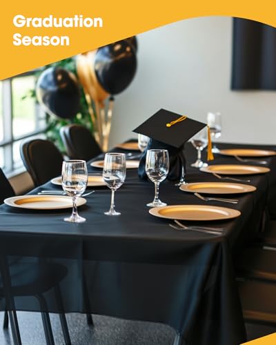 Niuara Black Plastic Tablecloth - 54x108 Inches, 24 Pack for 6FT Tables, Waterproof & Disposable