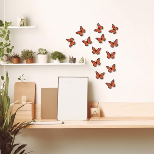 Mini 8cm Magnetic Monarch Butterfly Decor Set - 50pcs Artificial 3D Wall Stickers