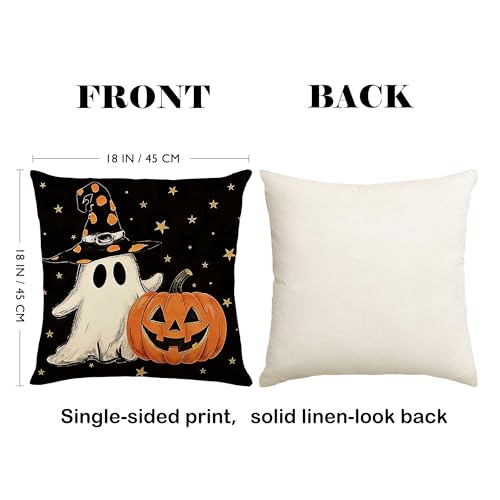 Black Halloween Pillow Covers 18x18 Set of 4 - Spooky Fall Home Decor