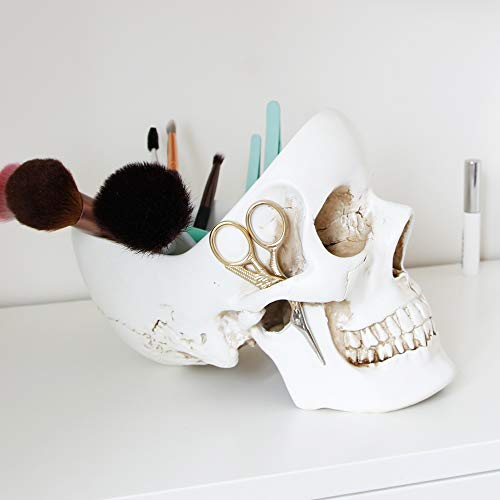 White Skull Desk Organizer & Jewelry Box - Gothic Trinket Dish & Key Holder