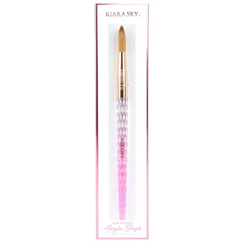Kiara Sky Acrylic Brush #12 - Pink | 100% Pure Kolinsky | Crystal Cut Handle and Acetone Resistant