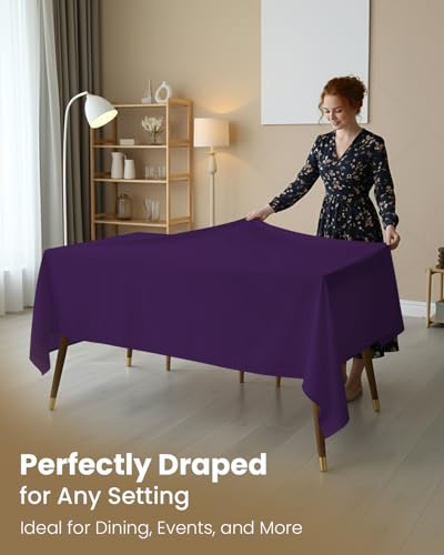Purple Rectangle Table Cloth 2 Pack 60x102 Inches - Utopia Kitchen