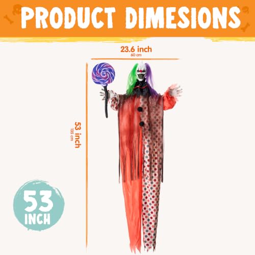 Halloween Animatronic Clown Decoration Outdoor Indoor Sound-Activated Spooky Yard Prop