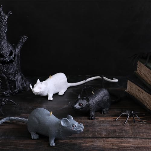 Fake Rat Ornaments Set - Realistic Plastic Mice for Halloween & Party Decor