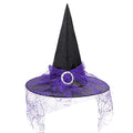 Kids Lace Purple Witch Hat for Halloween Party Cosplay - Medium