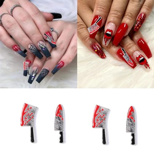 Halloween Blood Knife Nail Charms Set - 20Pcs 3D Metal Nail Art Decorations with Variation Charm-4