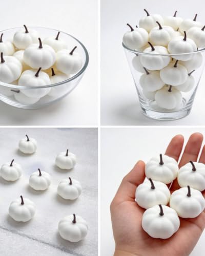 1.5 Inch White Foam Pumpkins - 36 Pack Artificial Fall Decor for Crafts & Centerpieces
