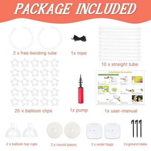Half Balloon Arch Stand with Base - 8.2FT & 6FT DIY Balloon Decor Kit