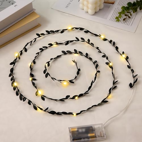 Black Leaves String Lights 6.56ft 20 LED Battery Operated - 2 Pack