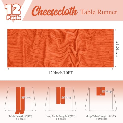 Orange Cheesecloth Table Runner 12 Pack 10Ft Rustic Wedding Party Decor