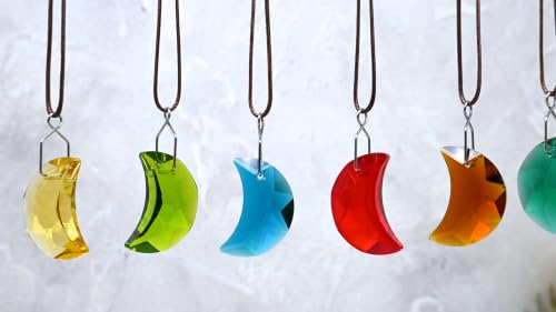 6pcs Amber Moon Charms Crystal Pendants for Windows & Home Decor - Suncatchers