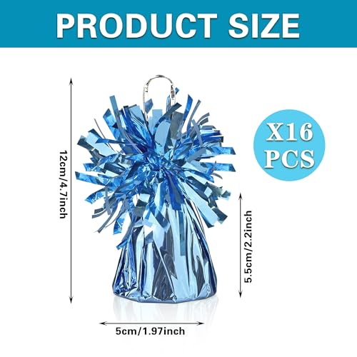 Light Blue Metallic Balloon Weights 16 pcs - Heavy Table Centerpiece Support