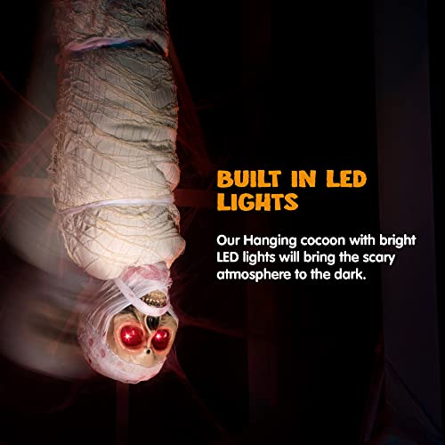 Halloween Hanging Corpse Decoration with LED Eyes & Sound 35" Spooky Prop