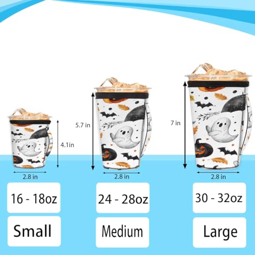 Halloween Pumpkin Reusable Coffee Cup Sleeve - Neoprene Insulated For 30-32 Oz Cold Drinks - L
