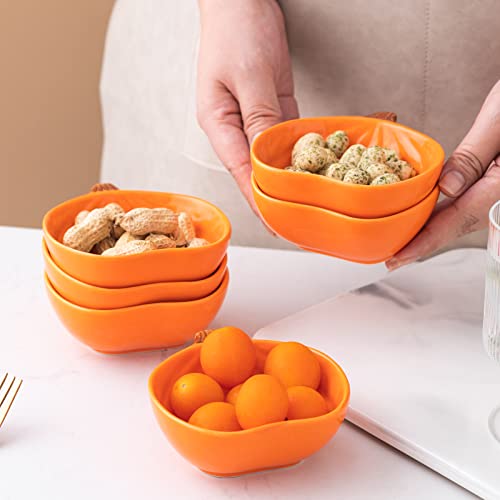 Orange Pumpkin Ceramic Ramekins Set of 6 - 4.5 Inch, Oven & Dishwasher Safe