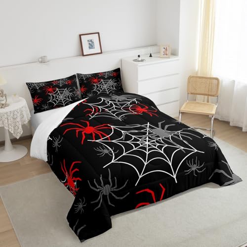 Twin Size Halloween Spider Comforter Set with Pillow Case - Multi 27